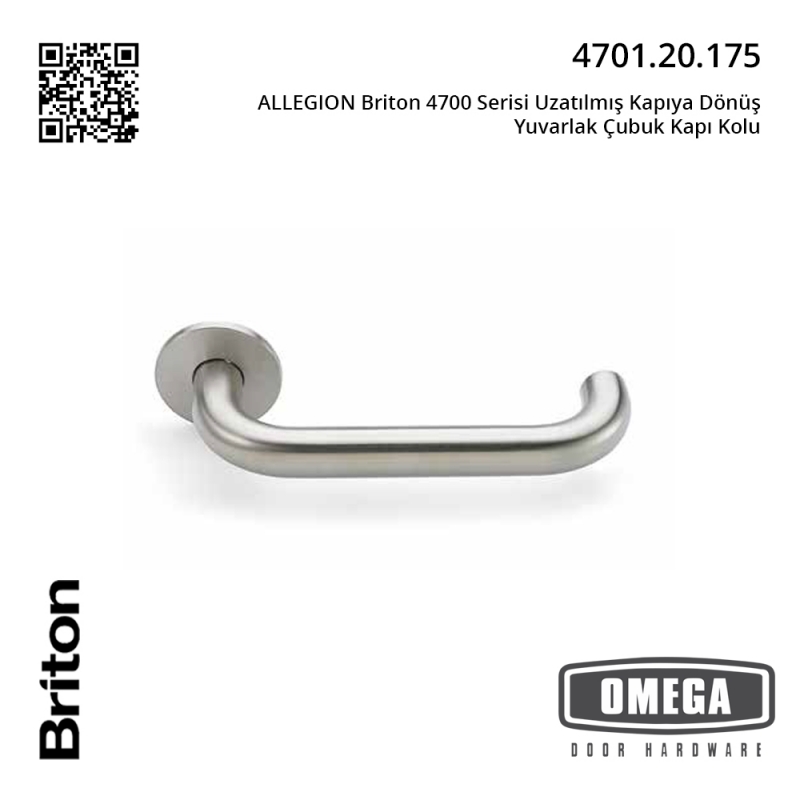 ALLEGION Briton 4700 Serisi Uzatılmış Kapıya Dönüş Yuvarlak Çubuk Kapı Kolu