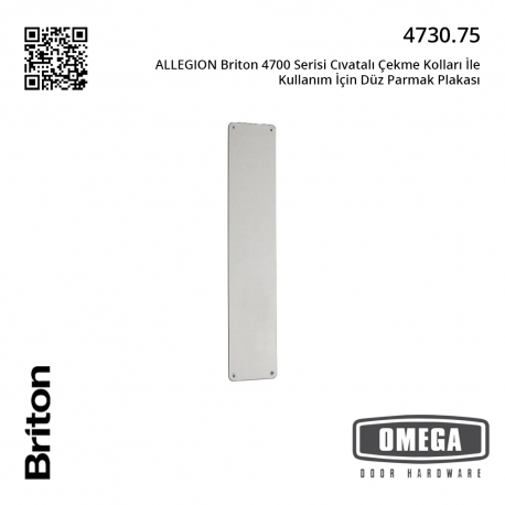 ALLEGION Briton 4700 Serisi Cıvatalı Çekme Kolları İle Kullanım İçin Düz Parmak Plakası