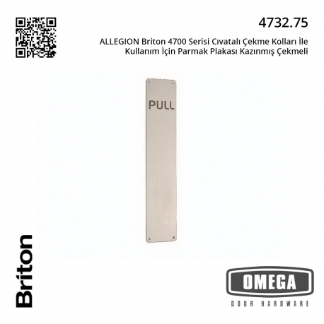 ALLEGION Briton 4700 Serisi Cıvatalı Çekme Kolları İle Kullanım İçin Parmak Plakası Kazınmış Çekmeli