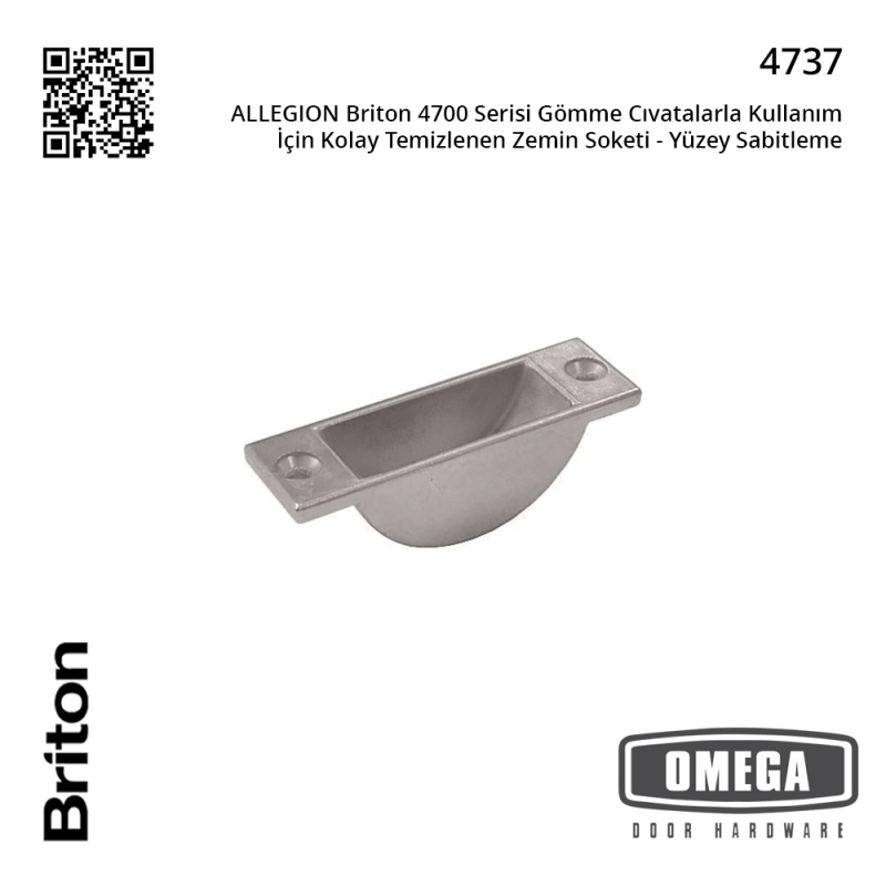 ALLEGION Briton 4700 Serisi Gömme Cıvatalarla Kullanım İçin Kolay Temizlenen Zemin Soketi - Yüzey Sabitleme